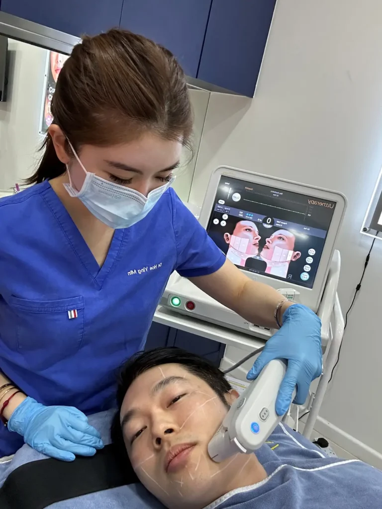 Dr Ying Min performing Ultherapy on a male client