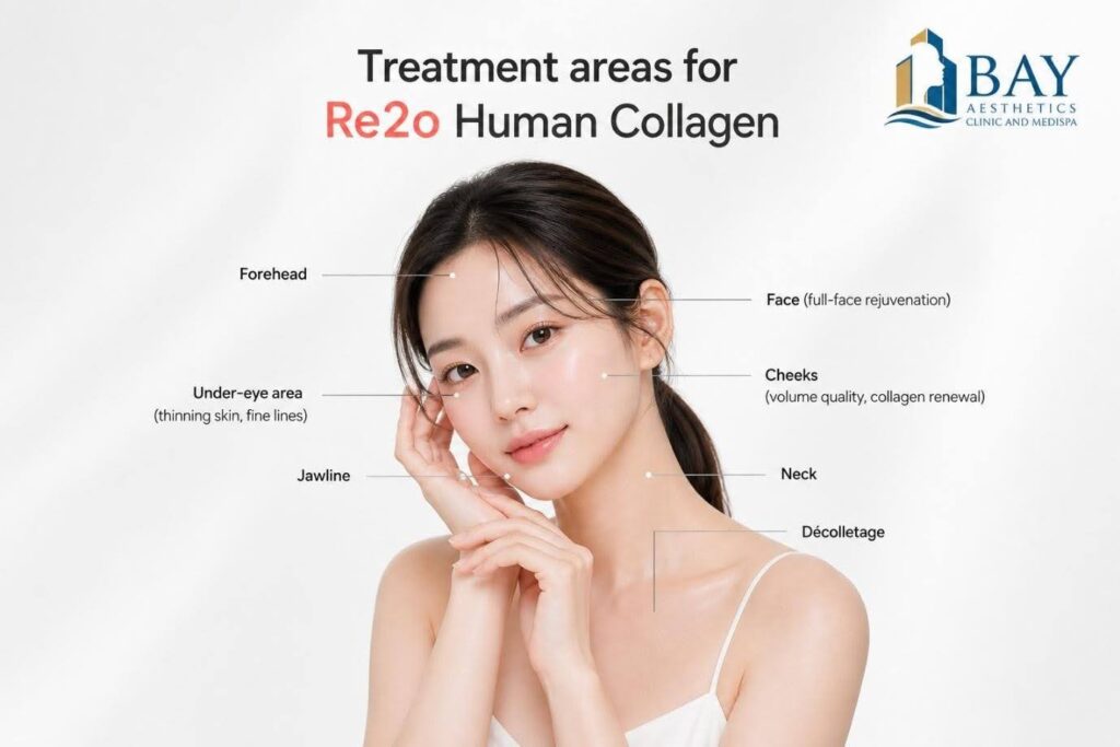 Treatment areas for Re2oHuman Collagen ECM Skinbooster